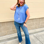 Blue Skies Ahead Short Sleeve Sweater - The Pink Pineapple 850