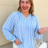 Blue Skies Ahead Striped Blouse - The Pink Pineapple 850
