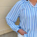 Blue Skies Ahead Striped Blouse - The Pink Pineapple 850