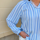 Blue Skies Ahead Striped Blouse - The Pink Pineapple 850