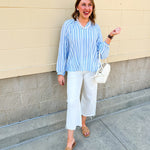 Blue Skies Ahead Striped Blouse - The Pink Pineapple 850