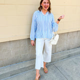 Blue Skies Ahead Striped Blouse - The Pink Pineapple 850