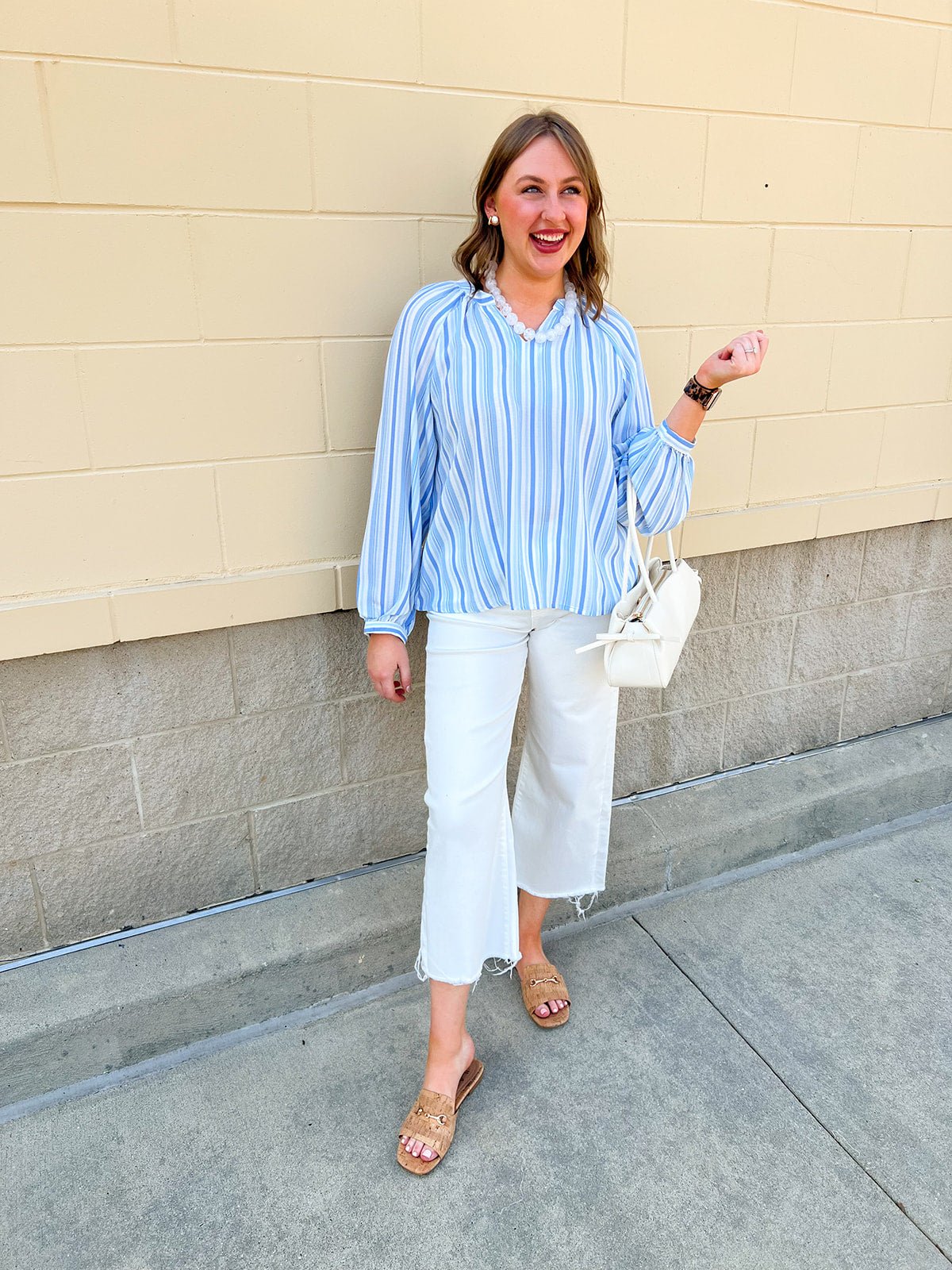 Blue Skies Ahead Striped Blouse - The Pink Pineapple 850