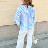 Blue Skies Ahead Striped Blouse - The Pink Pineapple 850