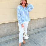 Blue Skies Ahead Striped Blouse - The Pink Pineapple 850