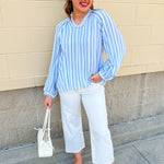 Blue Skies Ahead Striped Blouse - The Pink Pineapple 850