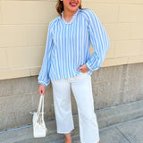 Blue Skies Ahead Striped Blouse - The Pink Pineapple 850