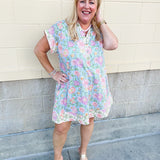 Blue Skies Border Floral Dress - The Pink Pineapple 850