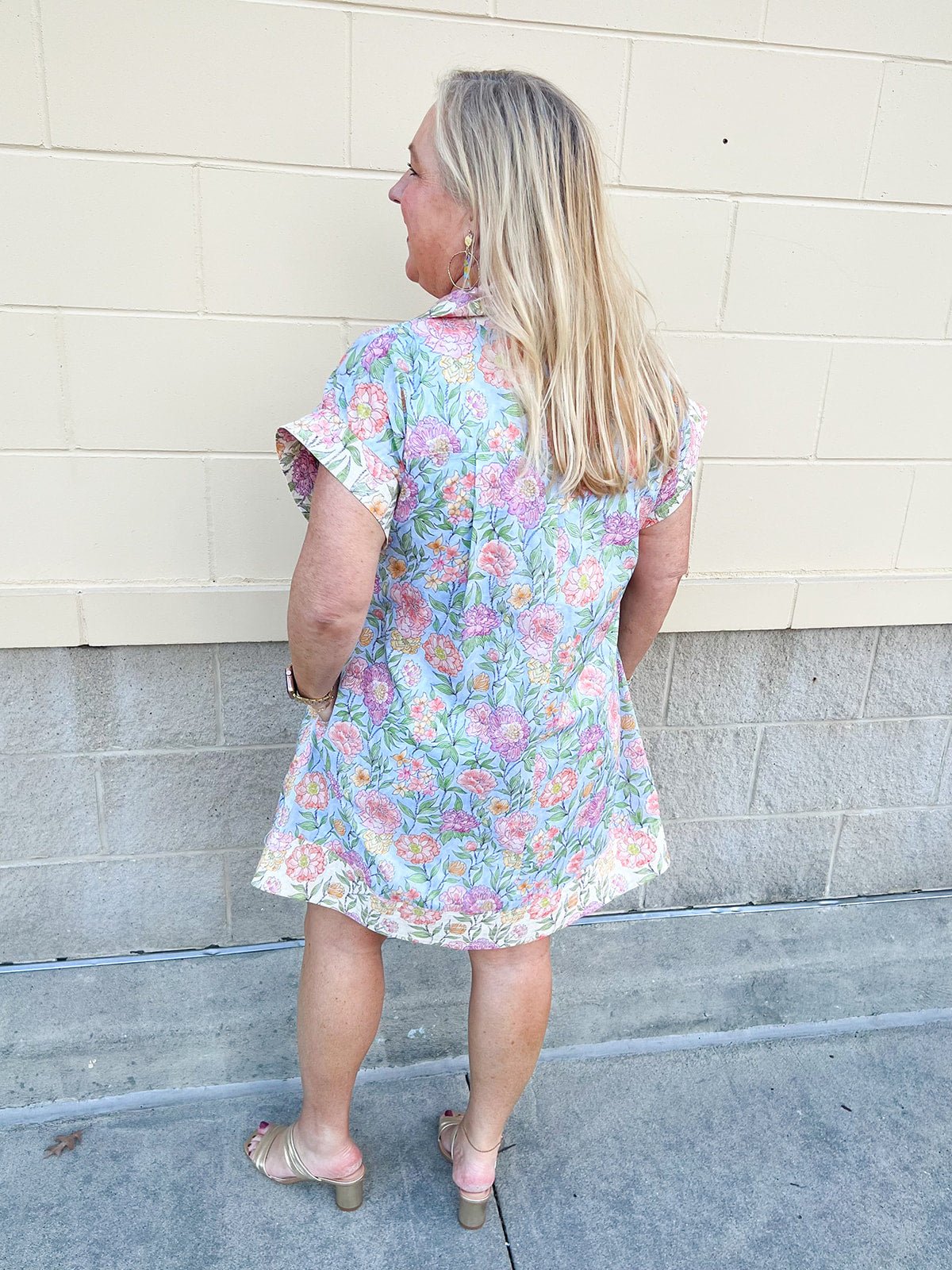 Blue Skies Border Floral Dress - The Pink Pineapple 850