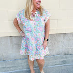 Blue Skies Border Floral Dress - The Pink Pineapple 850