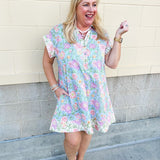 Blue Skies Border Floral Dress - The Pink Pineapple 850