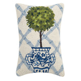 Blue Trellis Ball Topiary Hook Pillow - The Pink Pineapple 850
