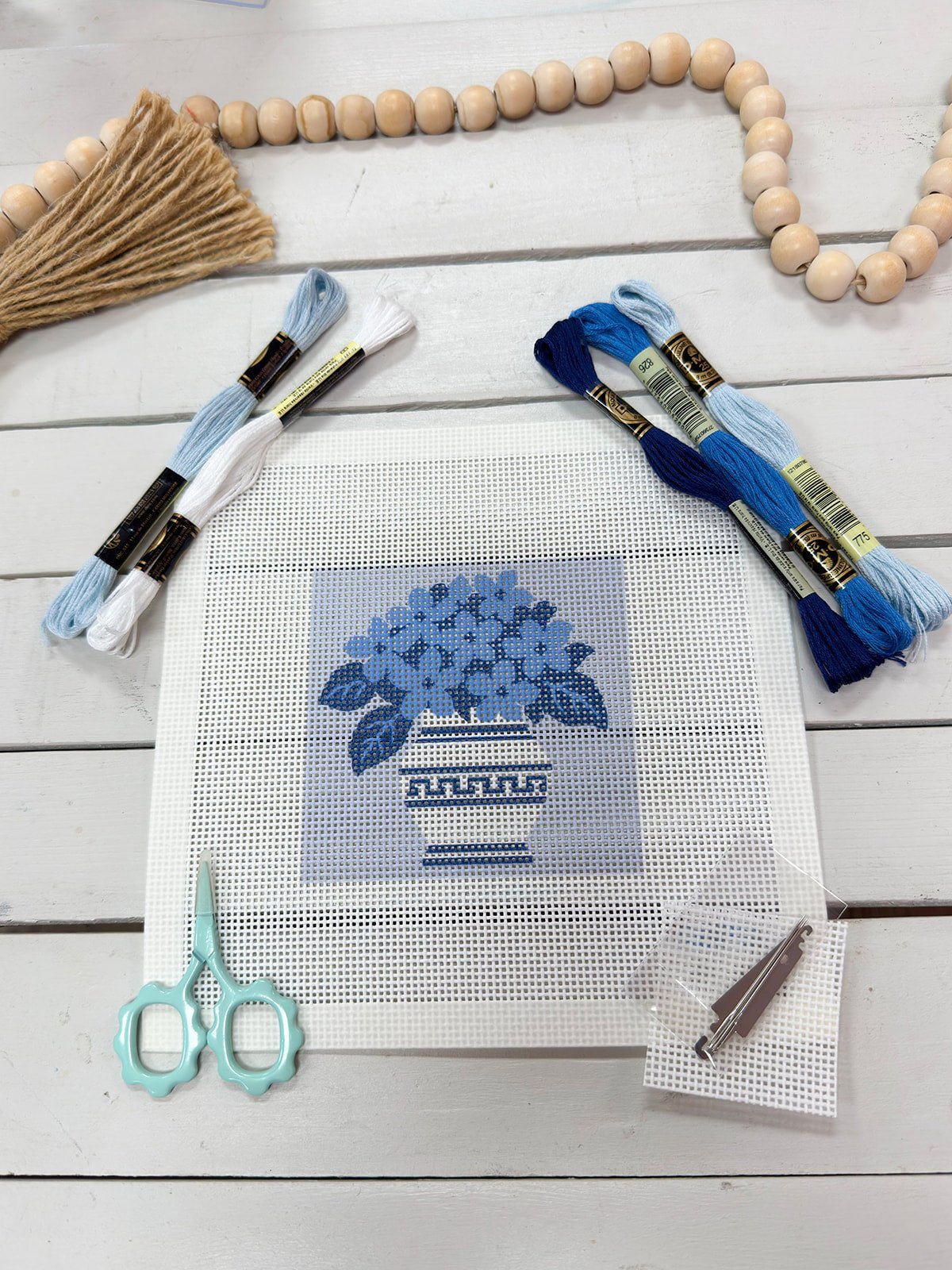 Blue & White Toile Needlepoint Kit - The Pink Pineapple 850