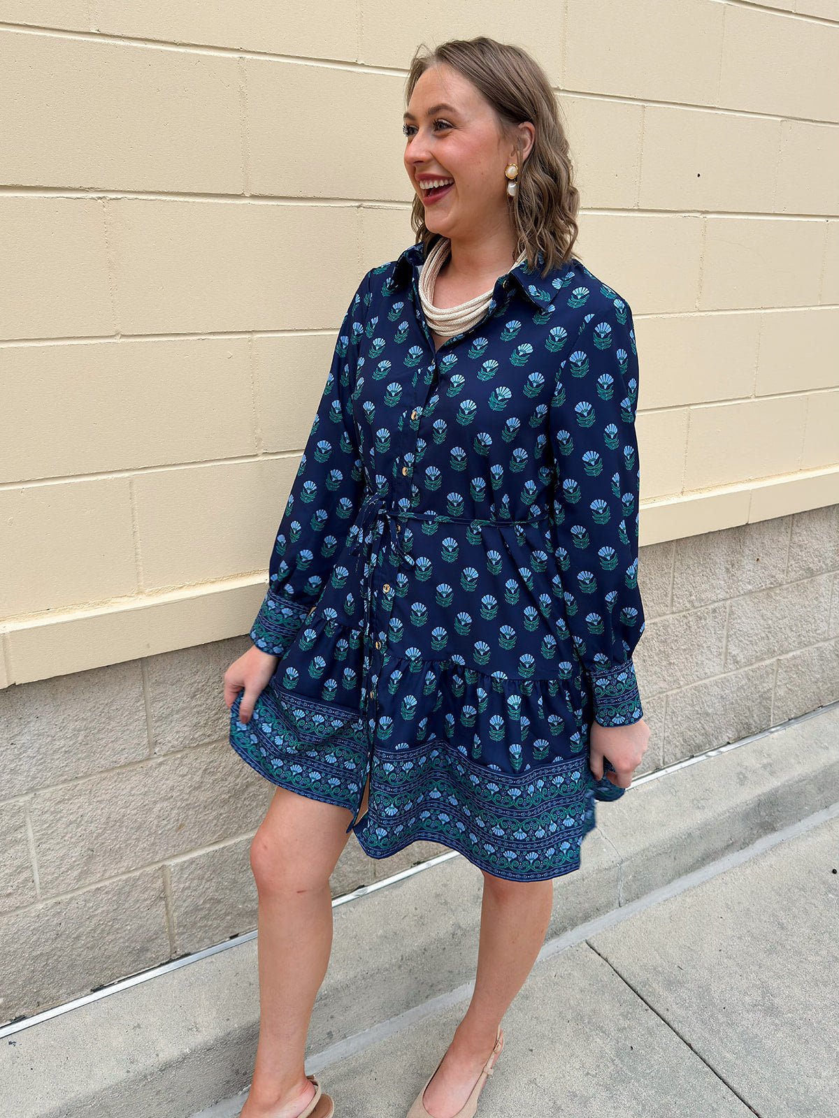 Bluebell Bloom Belted Shirt Dress - The Pink Pineapple 850