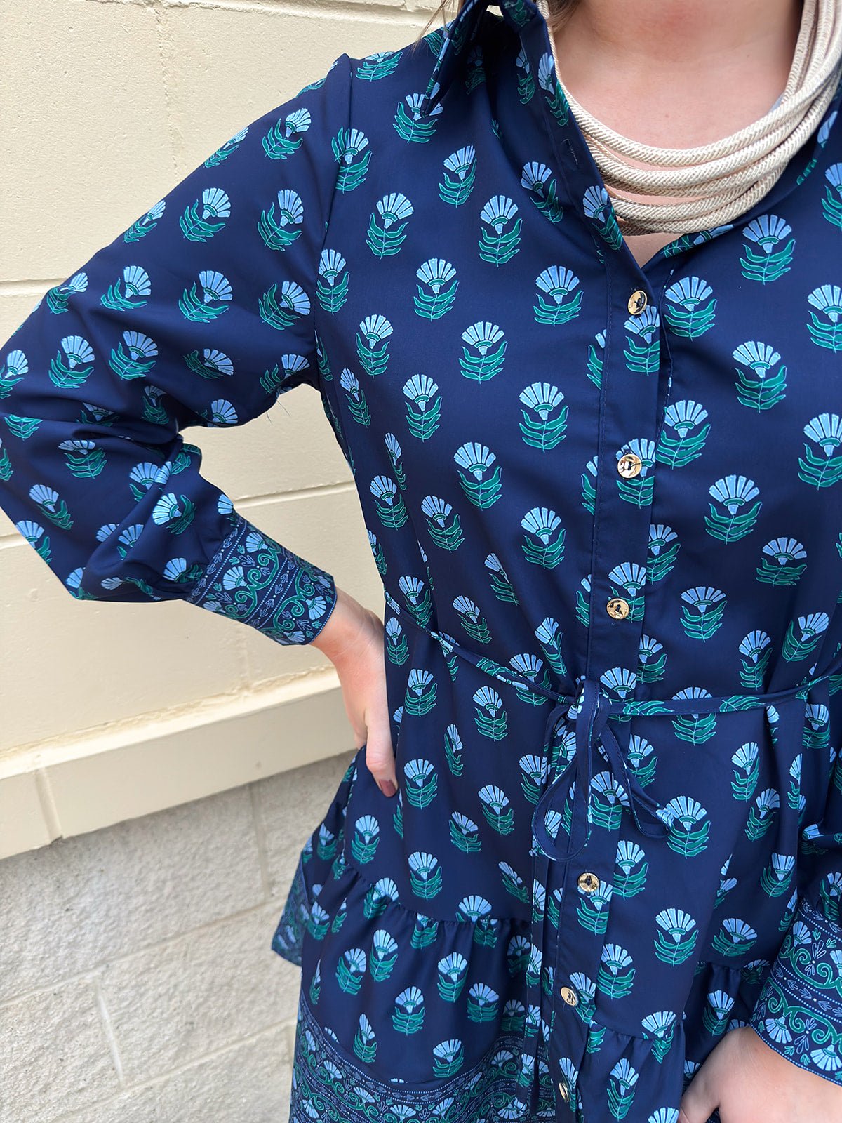 Bluebell Bloom Belted Shirt Dress - The Pink Pineapple 850