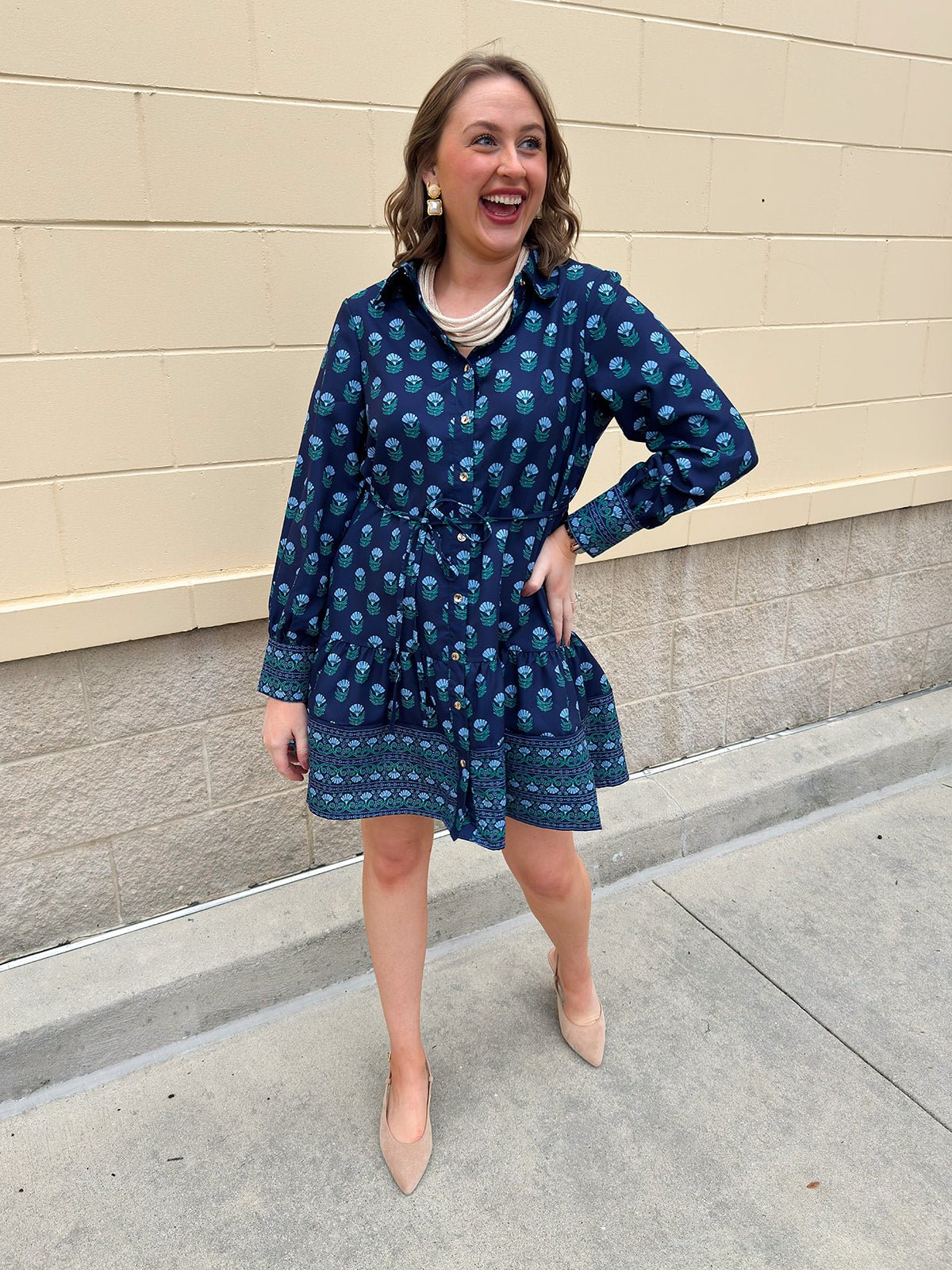 Bluebell Bloom Belted Shirt Dress - The Pink Pineapple 850