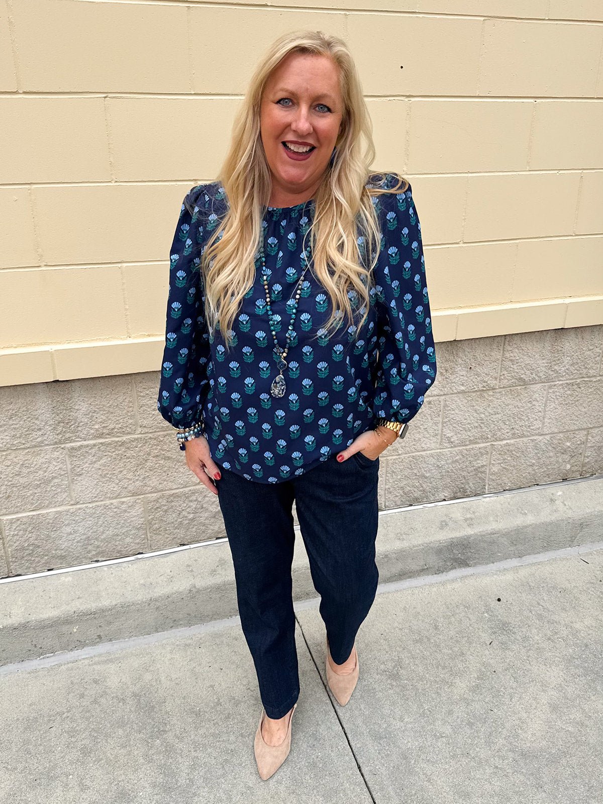 Bluebell Bloom Keyhole Blouse - The Pink Pineapple 850