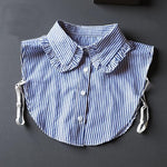 Bluebell Ruffle Striped Faux Shirt Collar - The Pink Pineapple 850