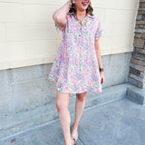 Blush Breeze Border Floral Dress - The Pink Pineapple 850