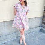 Blush Breeze Border Floral Dress - The Pink Pineapple 850