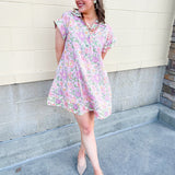 Blush Breeze Border Floral Dress - The Pink Pineapple 850
