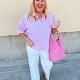 Blush Breeze Button - Up Blouse - The Pink Pineapple 850