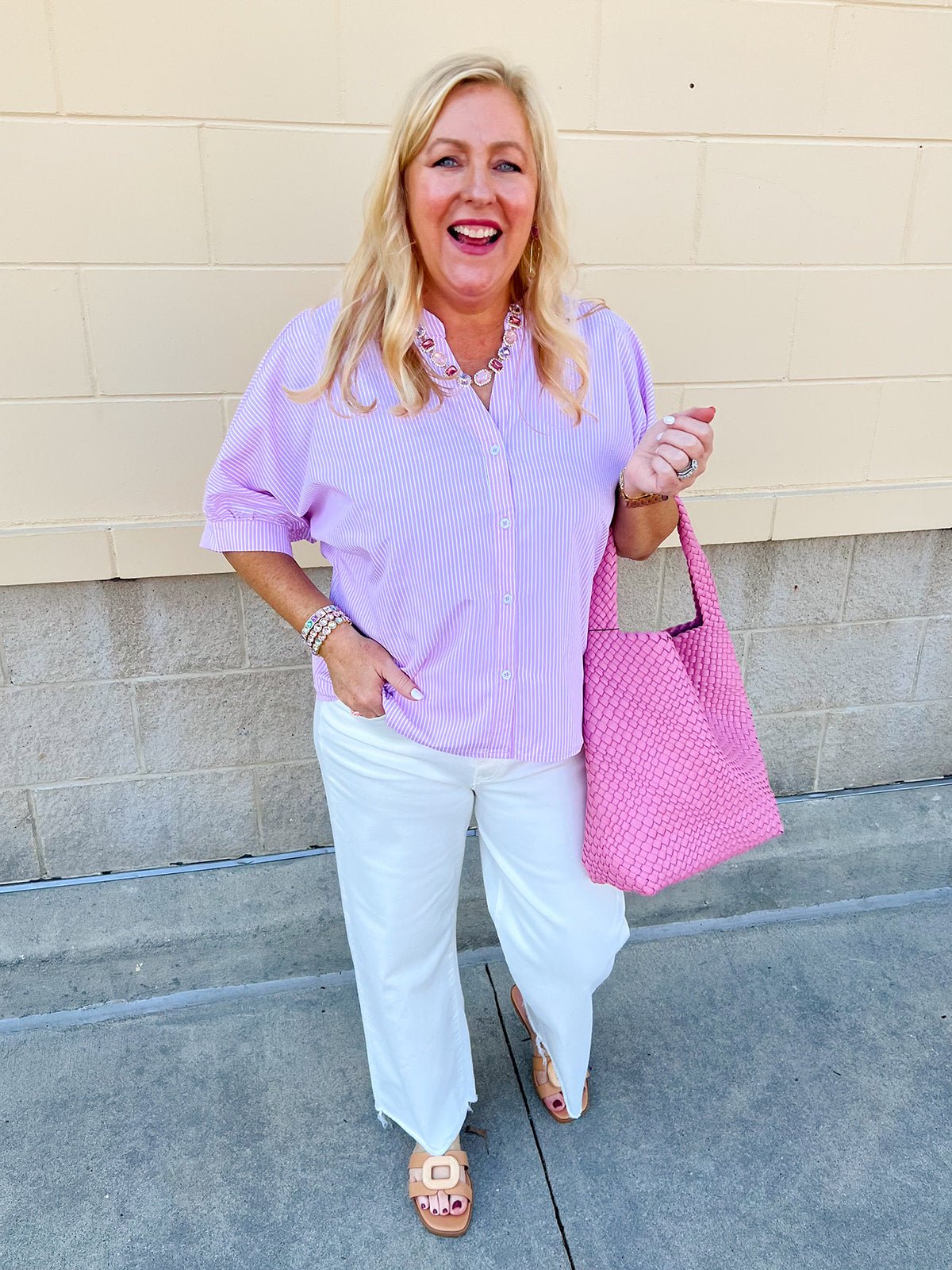 Blush Breeze Button - Up Blouse - The Pink Pineapple 850