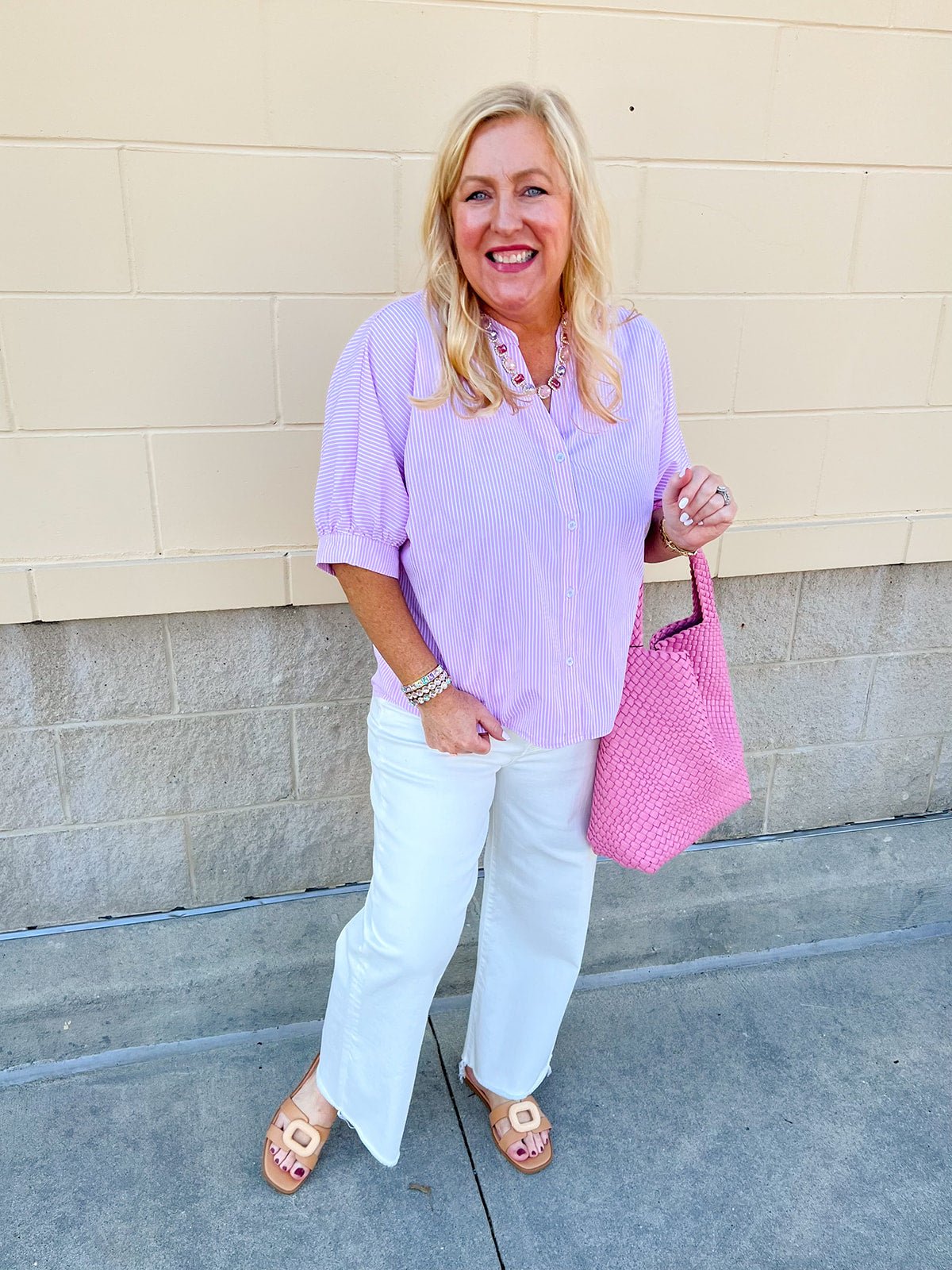 Blush Breeze Button - Up Blouse - The Pink Pineapple 850