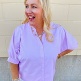 Blush Breeze Button - Up Blouse - The Pink Pineapple 850