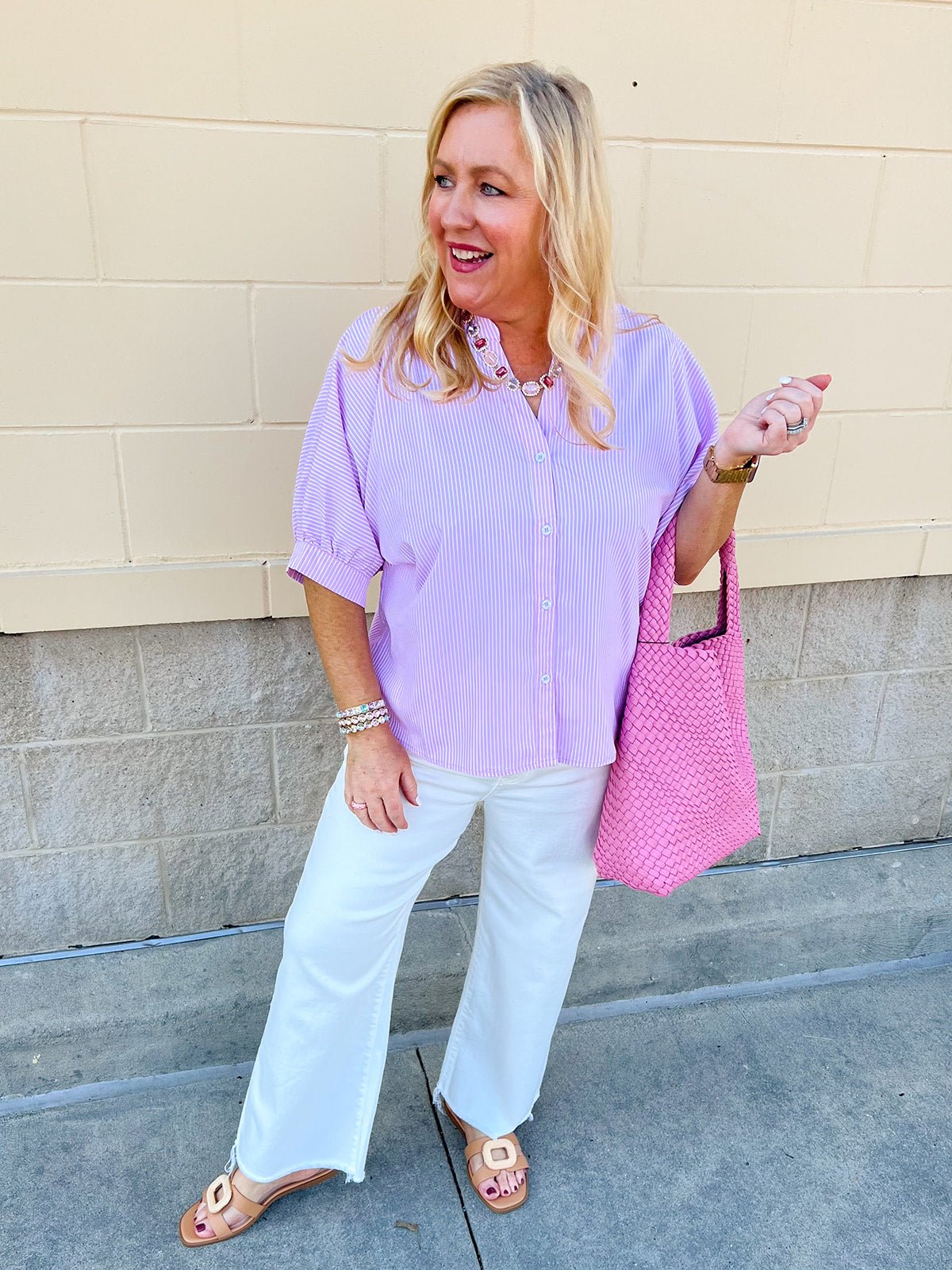 Blush Breeze Button - Up Blouse - The Pink Pineapple 850