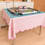 Blush Brushstroke Scalloped Mahjong Tablecloth - The Pink Pineapple 850