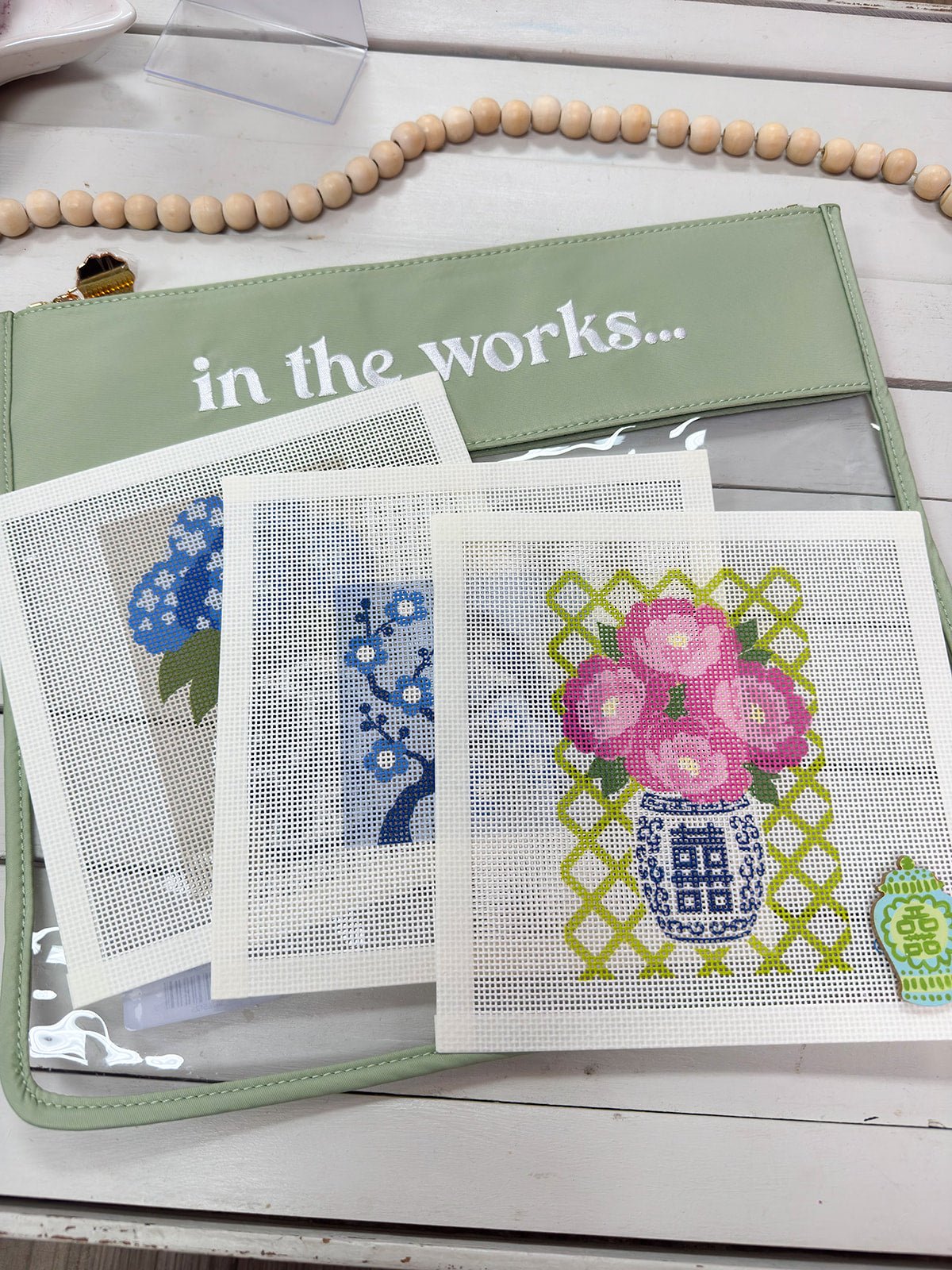 Blush Chinoiserie Needlepoint Kit - The Pink Pineapple 850