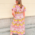 Blush Garden Floral Midi Dress - The Pink Pineapple 850