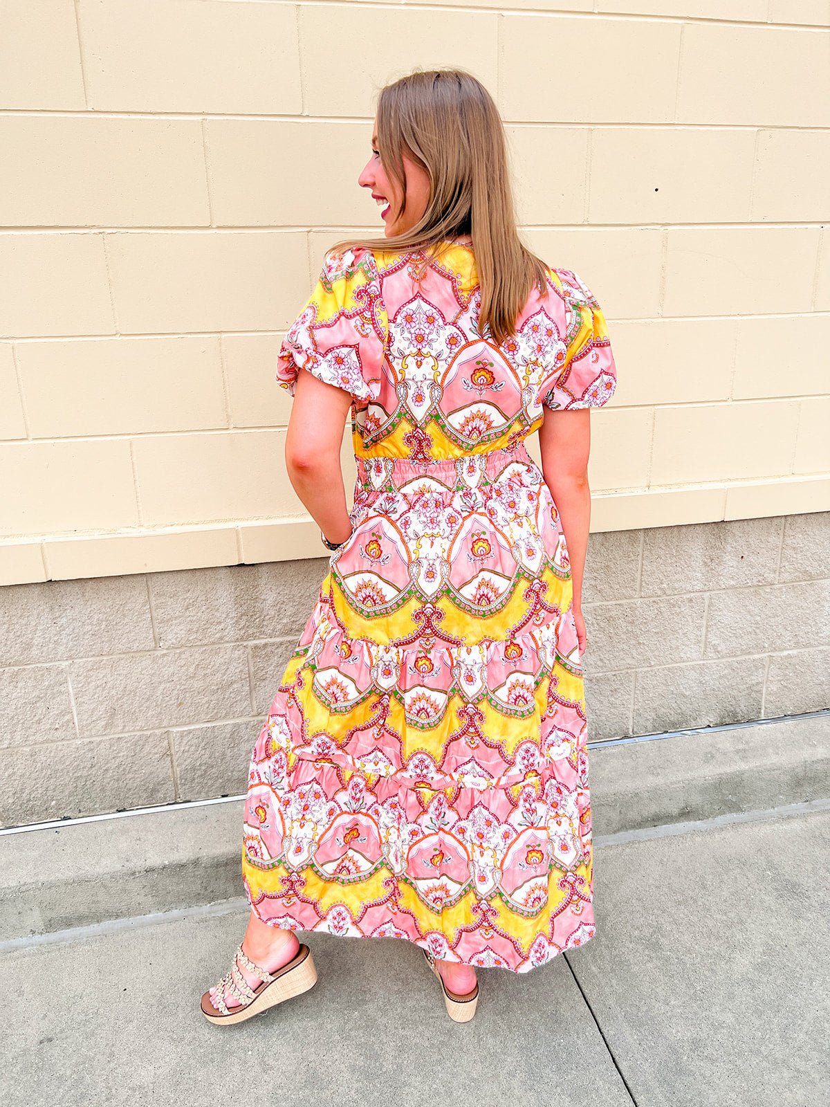 Blush Garden Floral Midi Dress - The Pink Pineapple 850