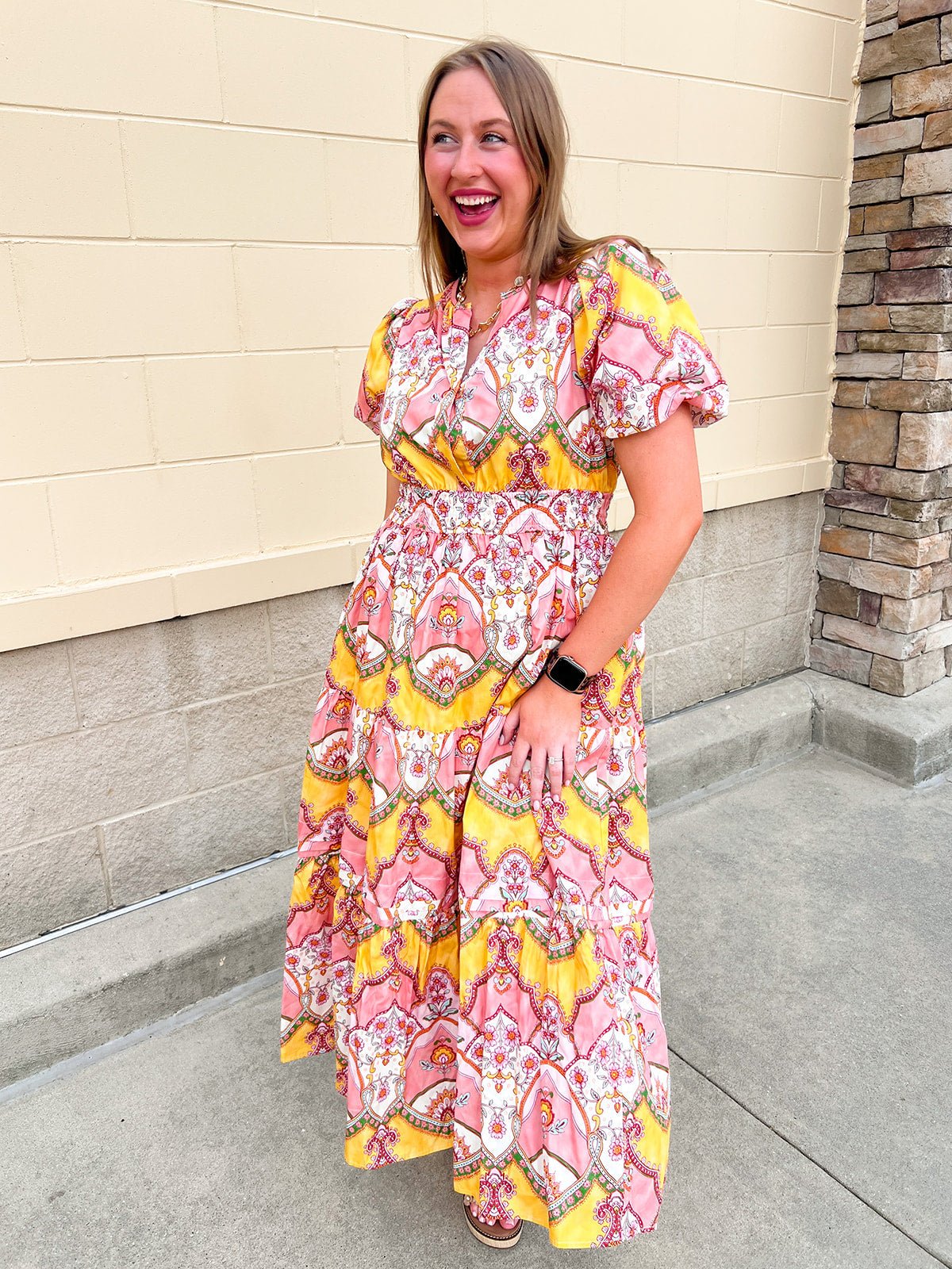 Blush Garden Floral Midi Dress - The Pink Pineapple 850