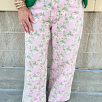 Blush Garden Wide - Leg Floral Jeans - The Pink Pineapple 850