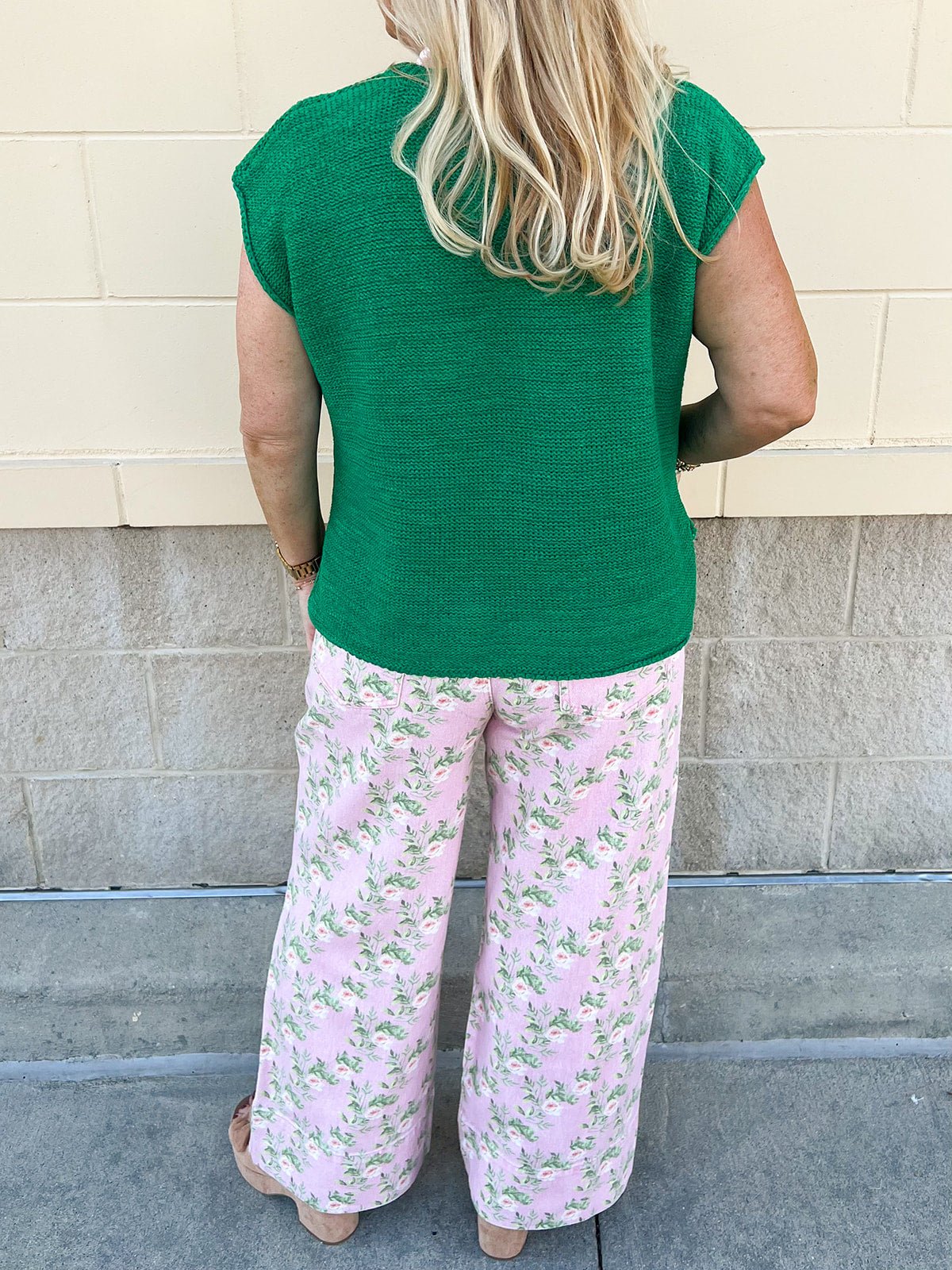 Blush Garden Wide - Leg Floral Jeans - The Pink Pineapple 850