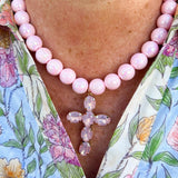 Blush Grace Crystal Cross Necklace - The Pink Pineapple 850