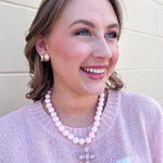 Blush Grace Crystal Cross Necklace - The Pink Pineapple 850