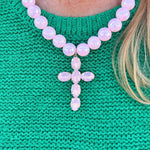 Blush Grace Crystal Cross Necklace - The Pink Pineapple 850