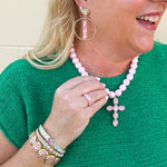 Blush Grace Crystal Cross Necklace - The Pink Pineapple 850