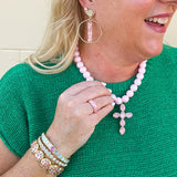 Blush Grace Crystal Cross Necklace - The Pink Pineapple 850
