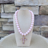 Blush Grace Crystal Cross Necklace - The Pink Pineapple 850
