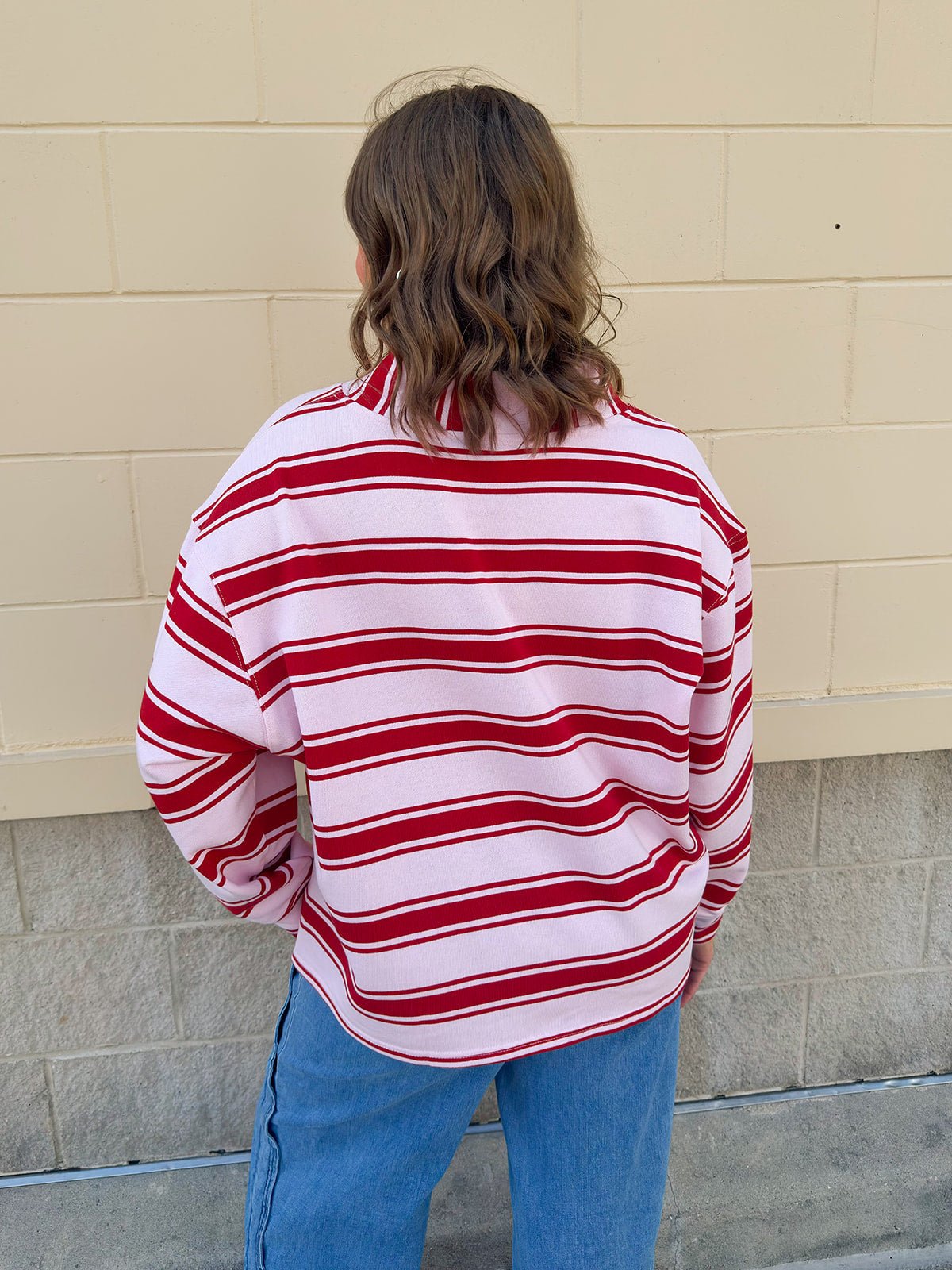 Blush Stripe Knit Sweatshirt Top - The Pink Pineapple 850