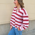 Blush Stripe Knit Sweatshirt Top - The Pink Pineapple 850