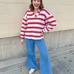 Blush Stripe Knit Sweatshirt Top - The Pink Pineapple 850