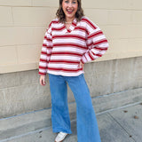 Blush Stripe Knit Sweatshirt Top - The Pink Pineapple 850