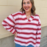 Blush Stripe Knit Sweatshirt Top - The Pink Pineapple 850