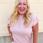 Blushing Beauty Ribbed Sweater Top - The Pink Pineapple 850