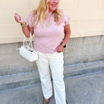 Blushing Beauty Ribbed Sweater Top - The Pink Pineapple 850
